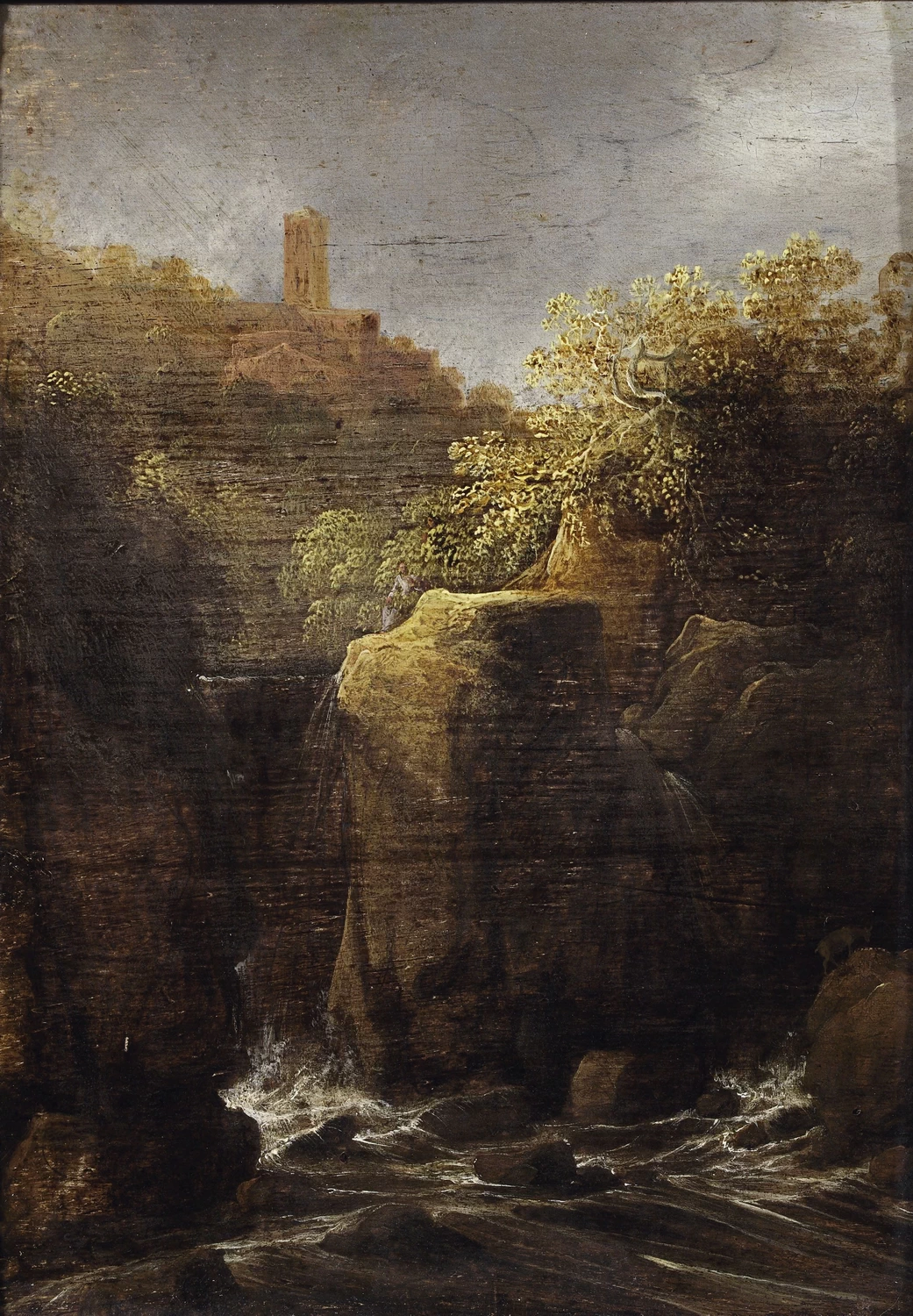 Paesaggio roccioso con una cascata